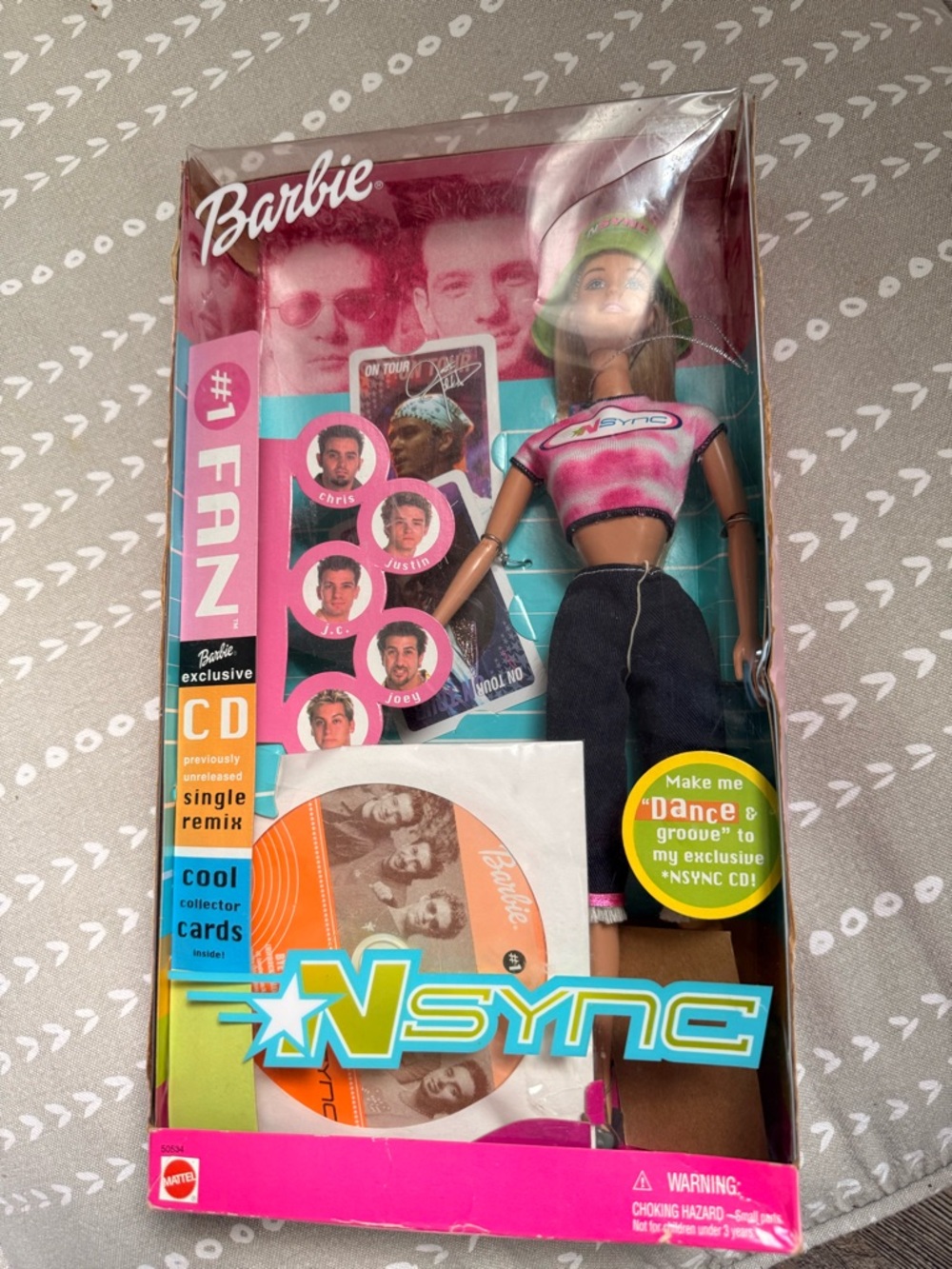 Barbie Pink Tie-Dye Tee Doll with Dark Blue Denim & Green Hat - Barbie x NSYNC